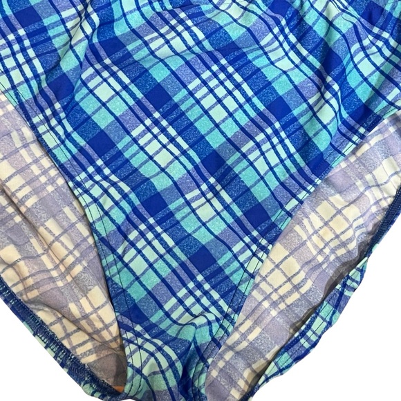 Krista Swimsuit Blue Plaid 3PC Size 14 Medium - Picture 3 of 9